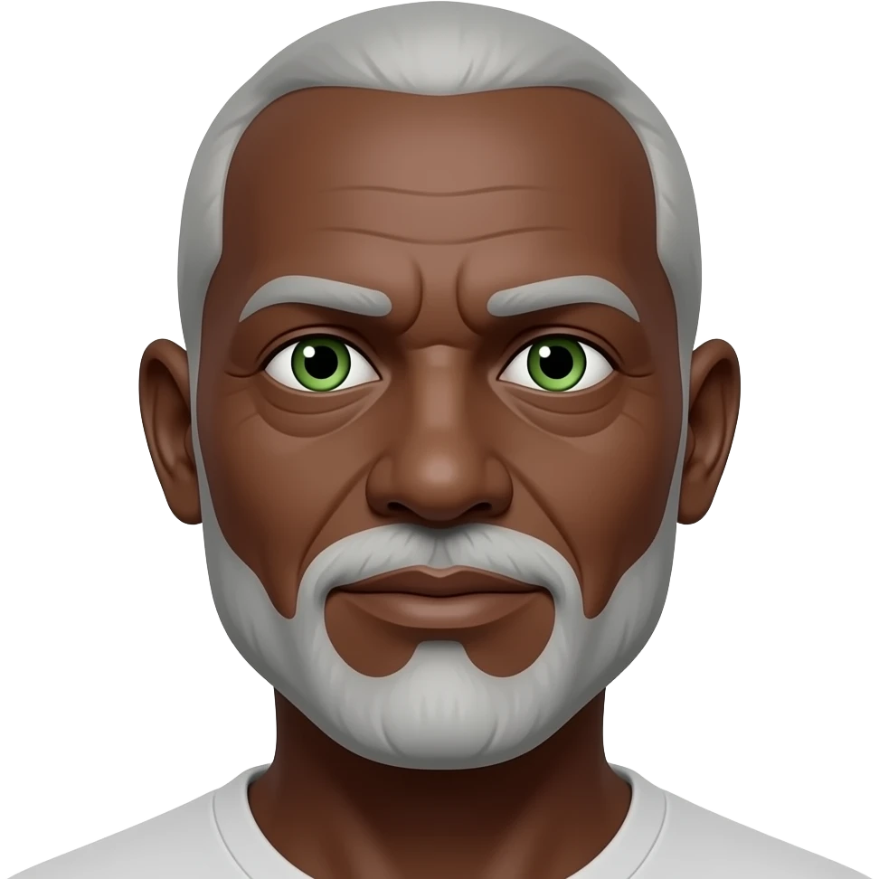 Older,bald,green eyes, go t, dark skinned emoji
