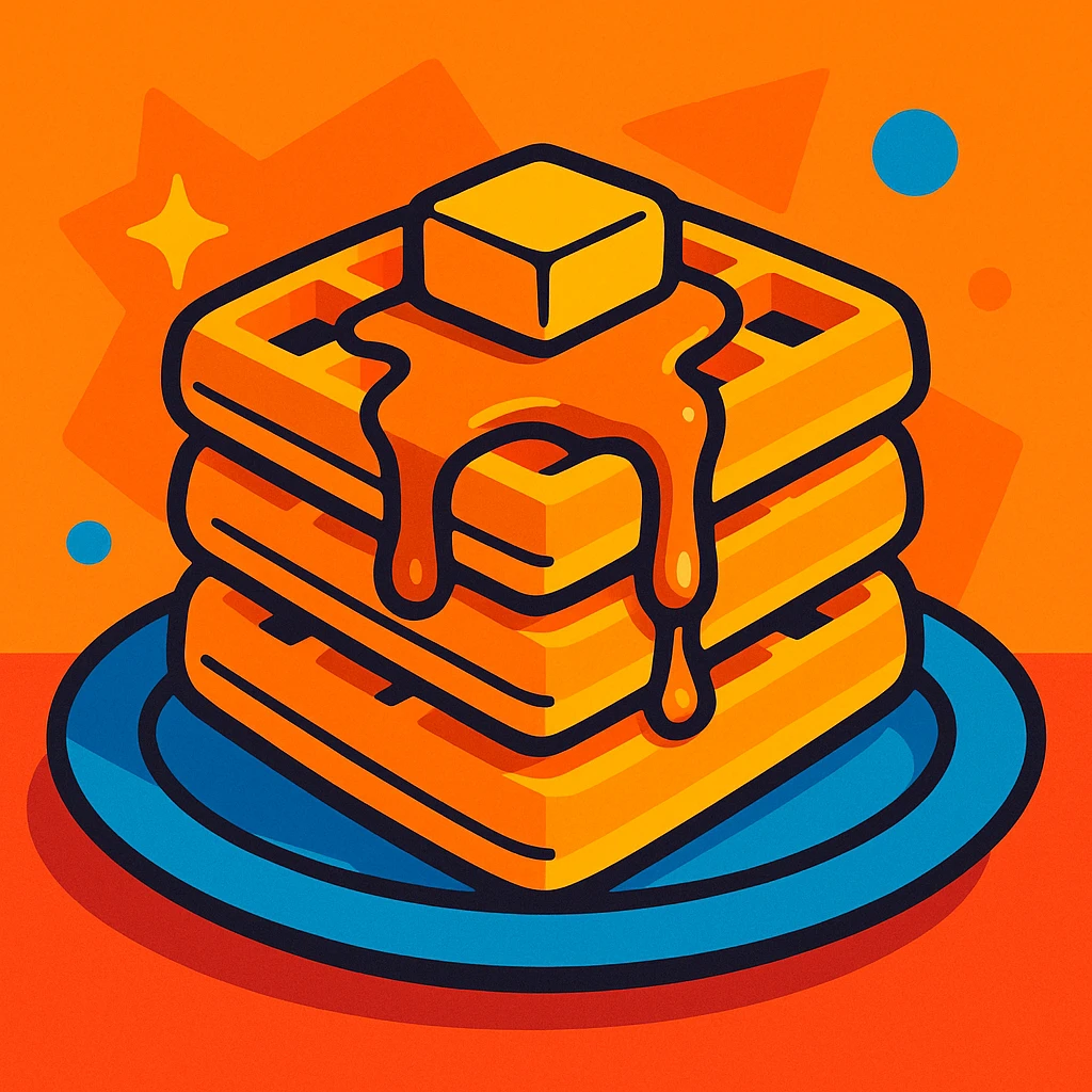 a stack of waffles, cartoon style emoji