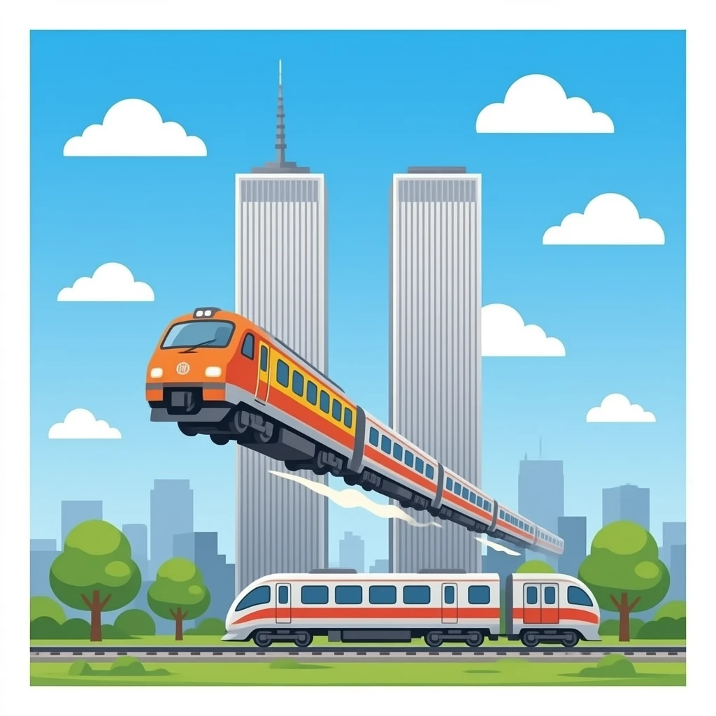 FLYING TRAINS HITTING THE TWIN TOWERS emoji