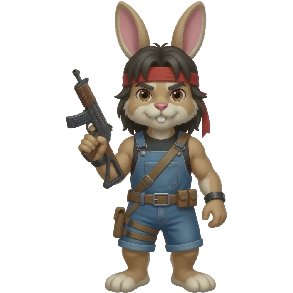 Rambo bunny with gun emoji