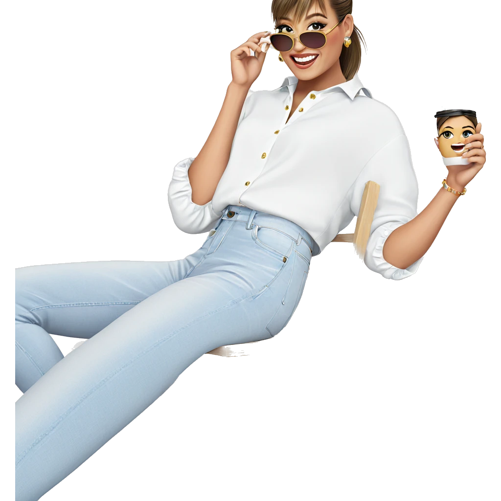 smiling girl with jewelry cup emoji