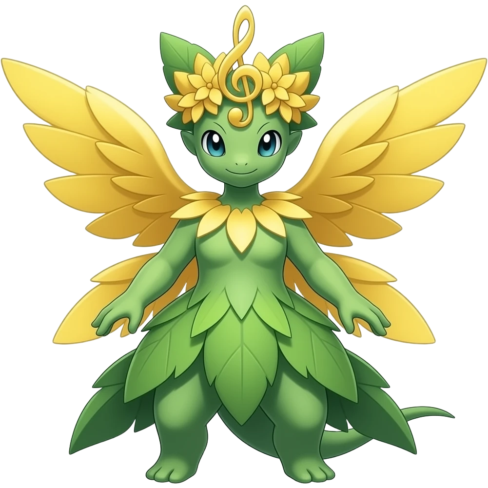 Tropius-Shaymin-Ivysaur-Meloetta-Pokémon-fusion, full body emoji