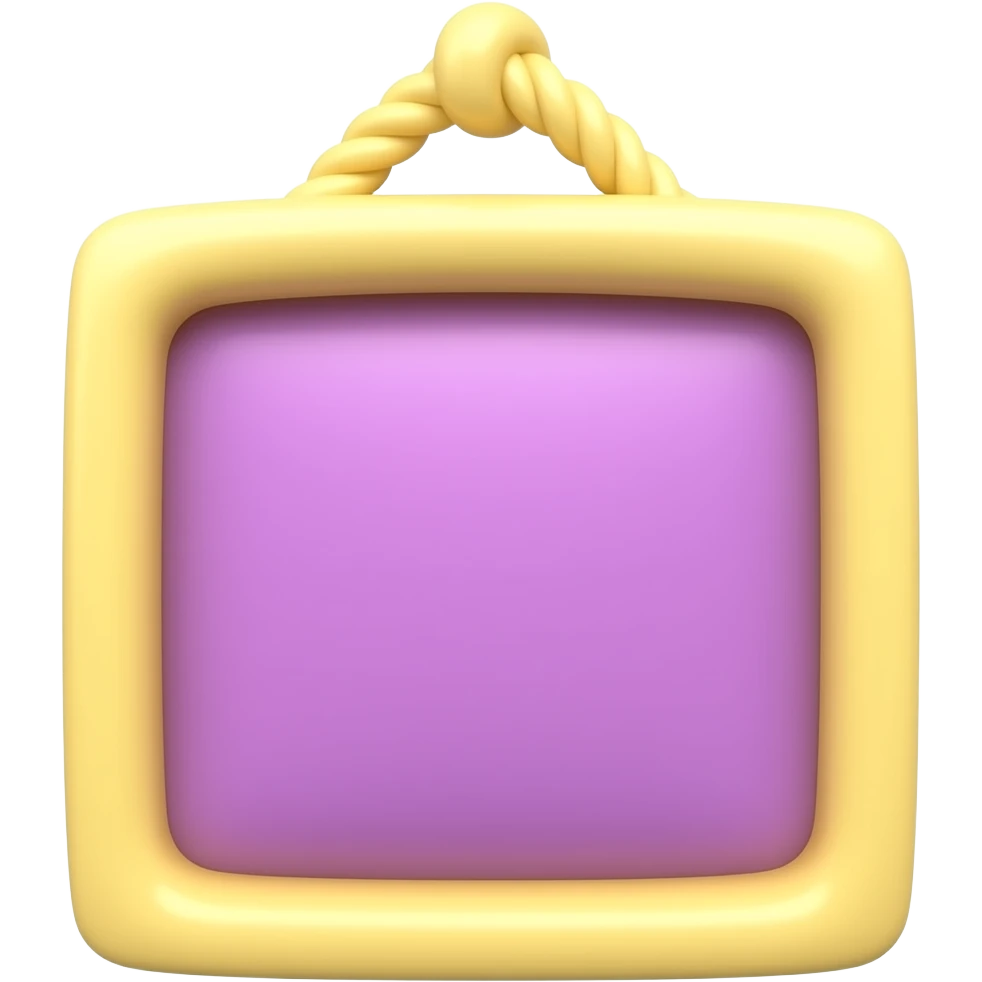yellow and purple  hanging wall decor with a soft curved rope at the top and a square frame at the bottom inspired by Barbie colour palette emoji