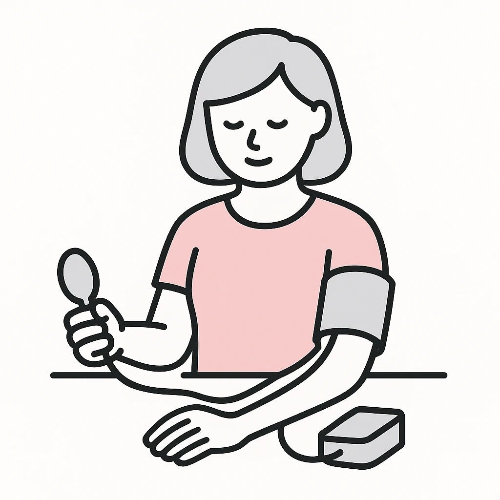 woman checking her blood pressure emoji