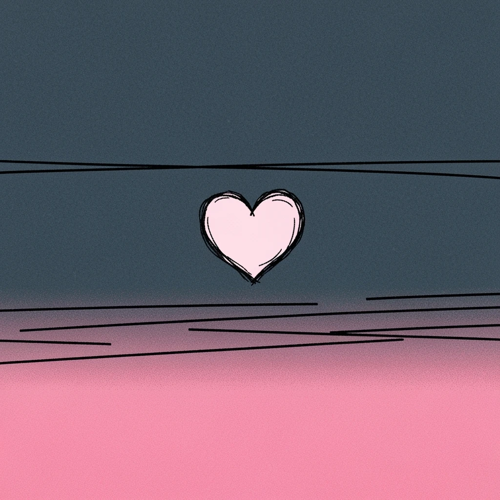 emo banner with a heart accent, cute, expressive, minimal emoji