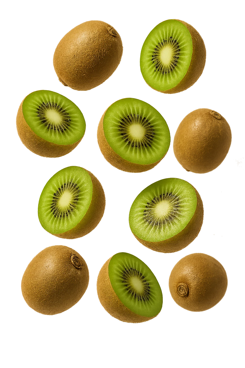 kiwi fluttuano in aria, iperrealistici 4k emoji