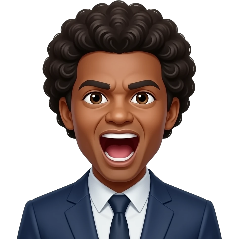 afro hairs men  in a tesla screaming emoji