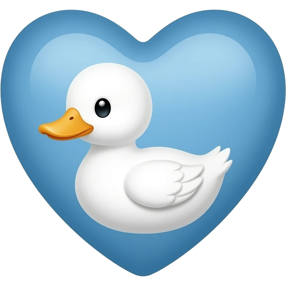 Big light blue heart with a baby white tiny duck emoji