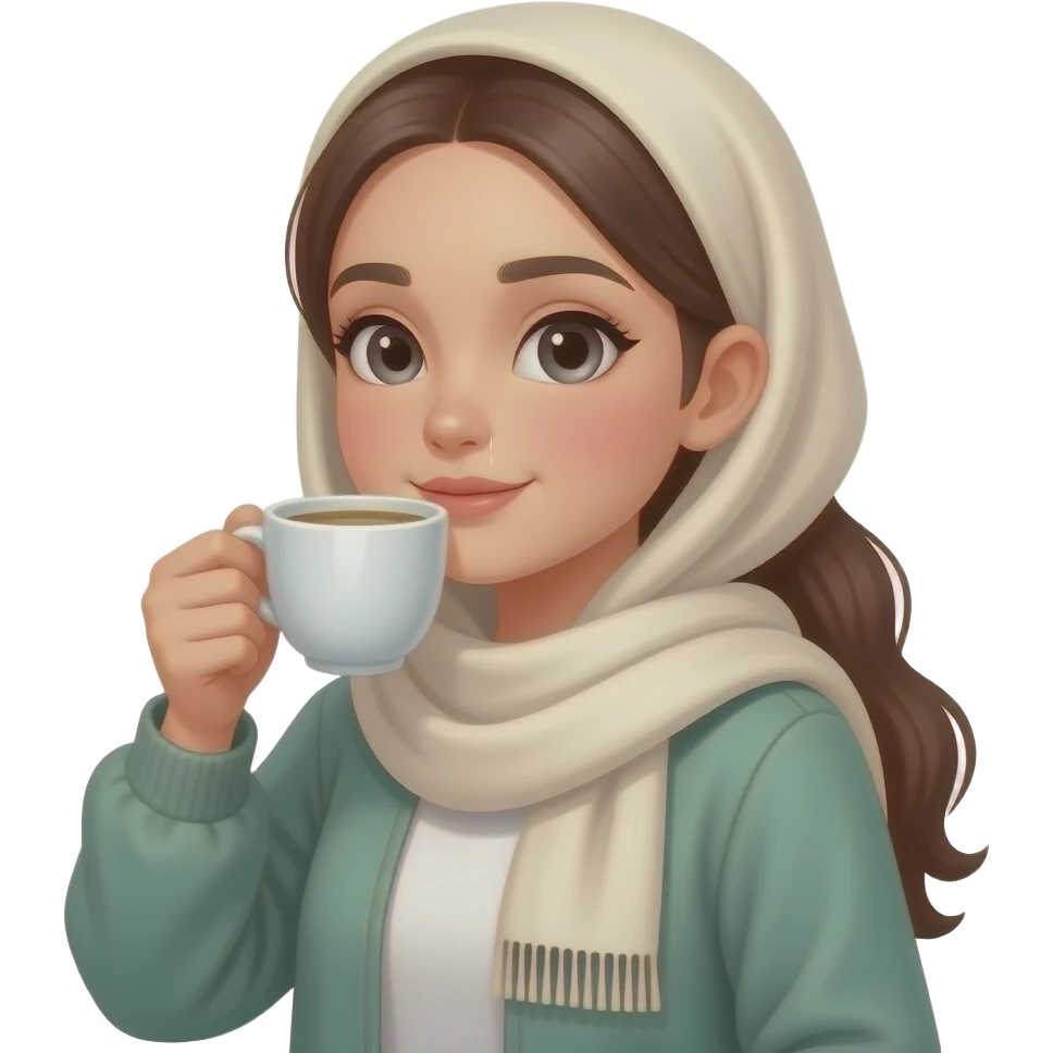 Başı Kapalı tesettürlü elinde kahve içen kiz emoji