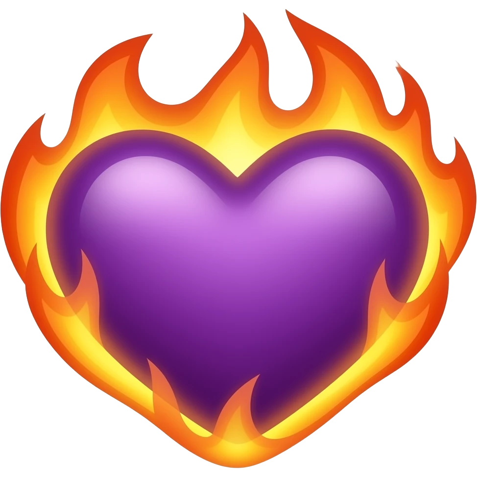 Corazón morado con fuego al rededor emoji