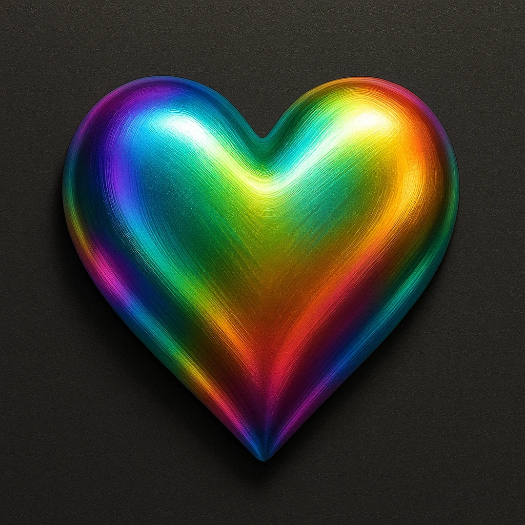 heart with a metallic rainbow sheen, digital illustration emoji