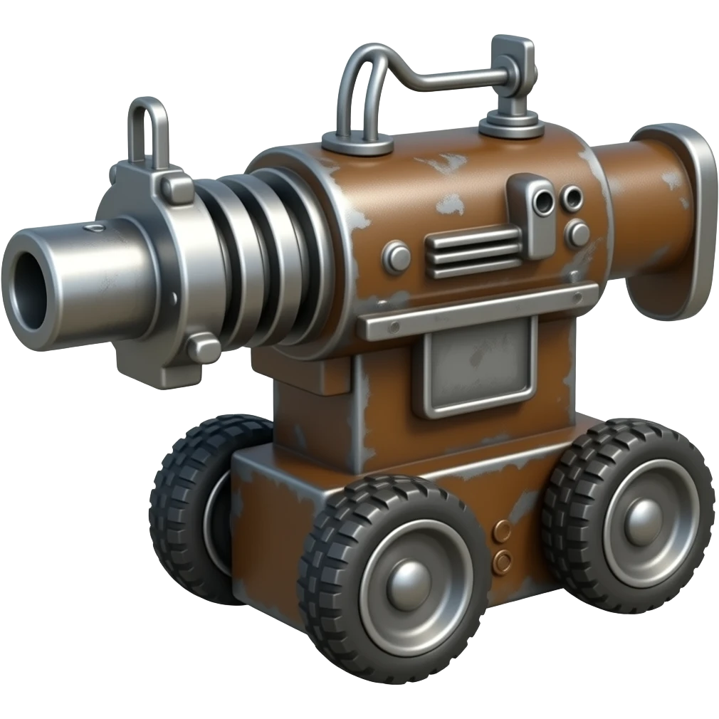 rusty gun machine on wheels emoji