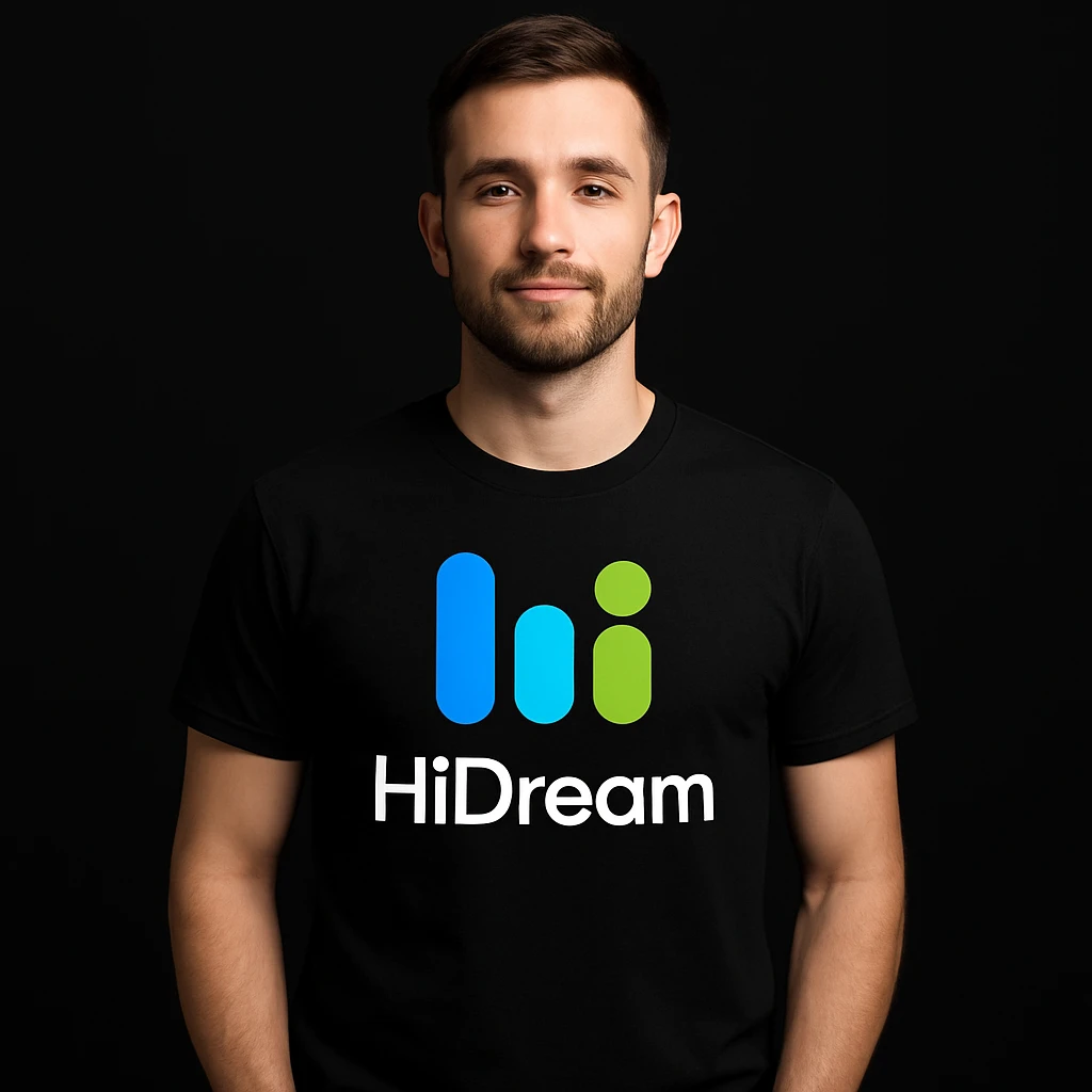 man wearing tshirt with this logo, black background  emoji