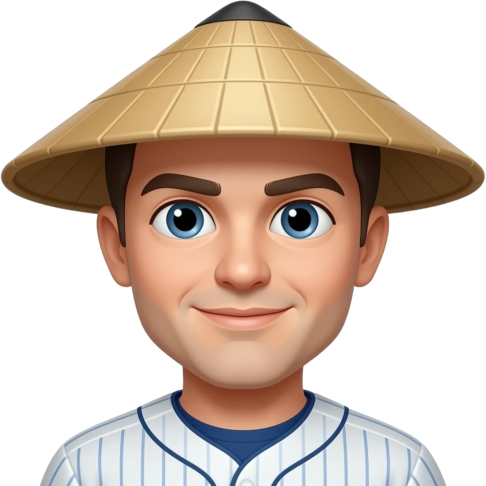 Baseball player wearing conical hat emoji