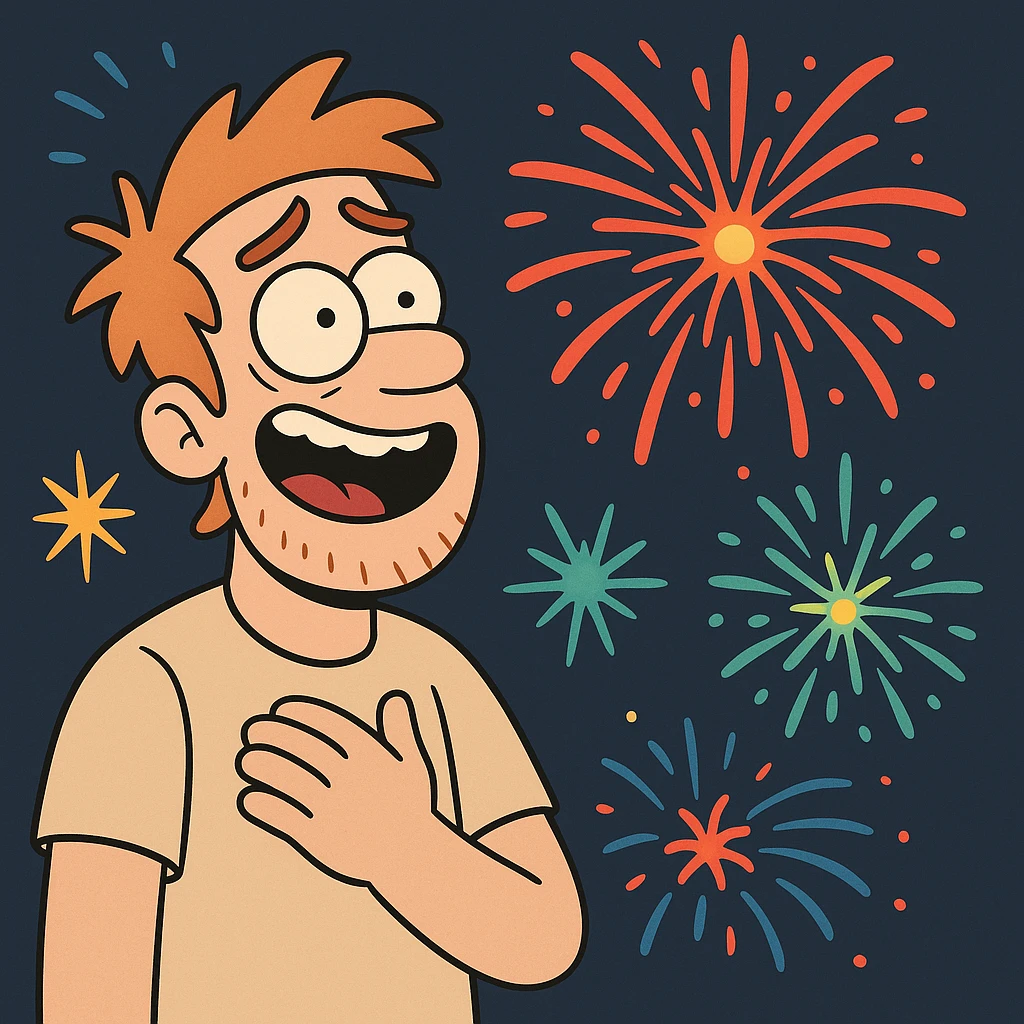 flat toon style fireworks with bold colors and simple shapes emoji