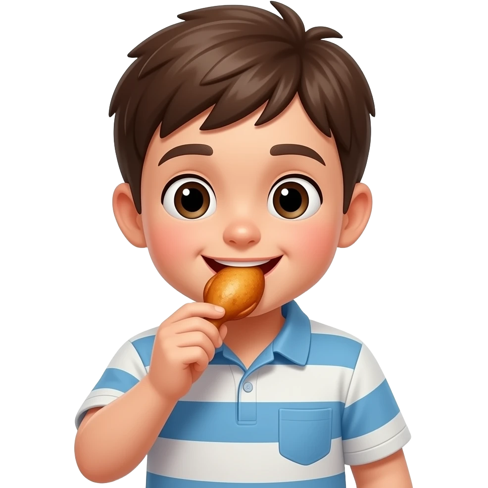 Chico comiendo pollo emoji