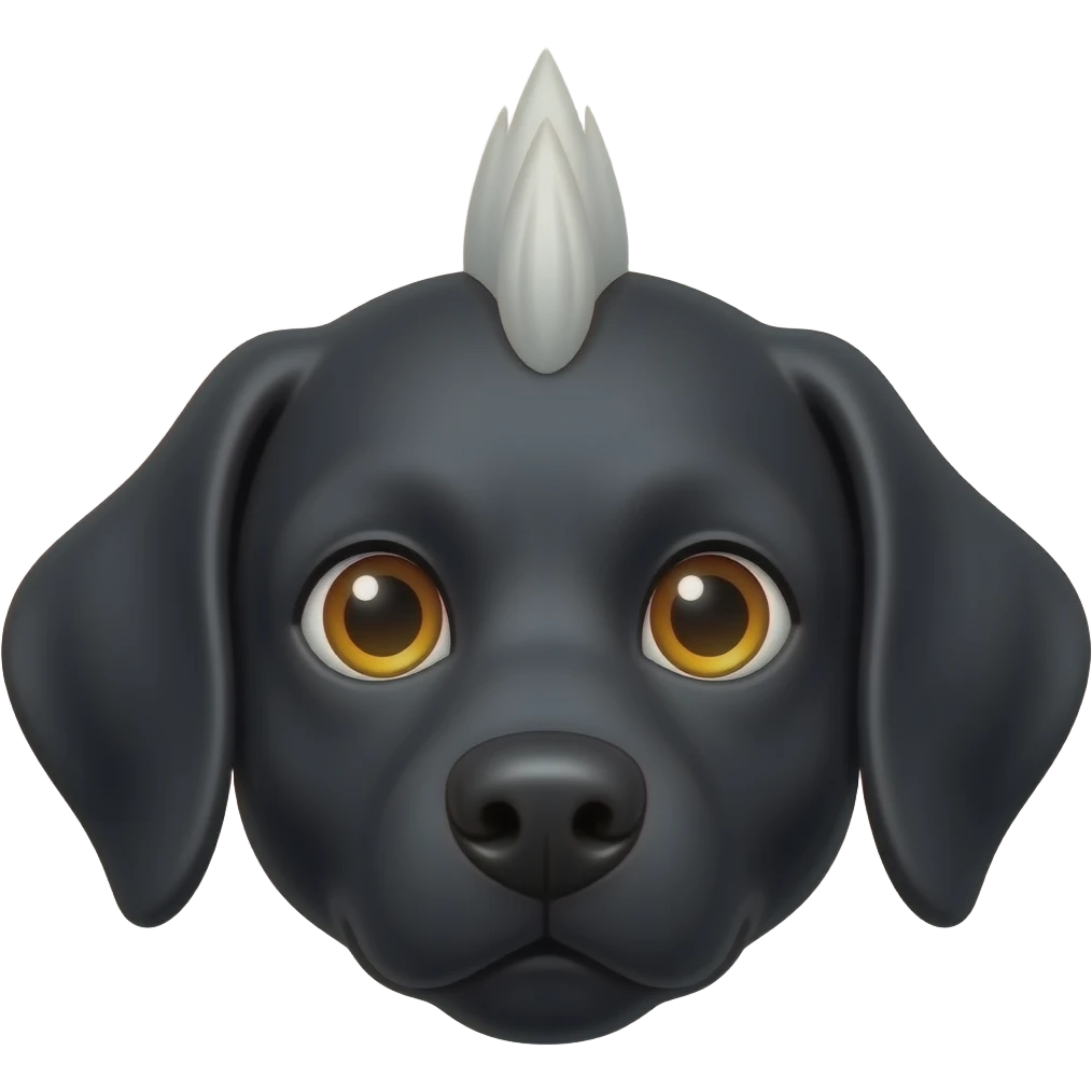 face of a black dog with a white mohawk emoji