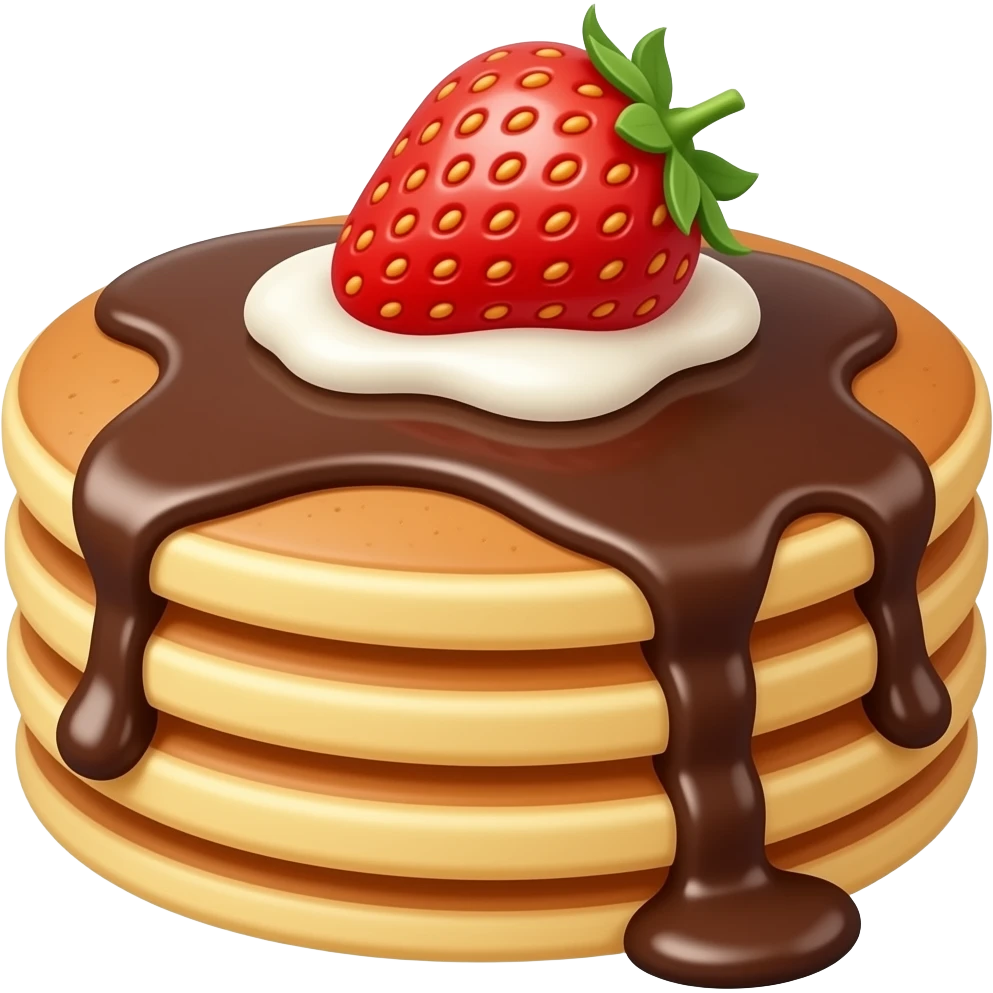 Chocolate Pancakes with strawberry on top emoji