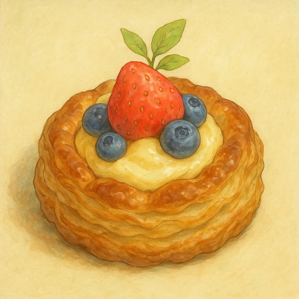 realistic whimsical pastry, natural colors, soft, fairy-like atmosphere, no background, square size emoji