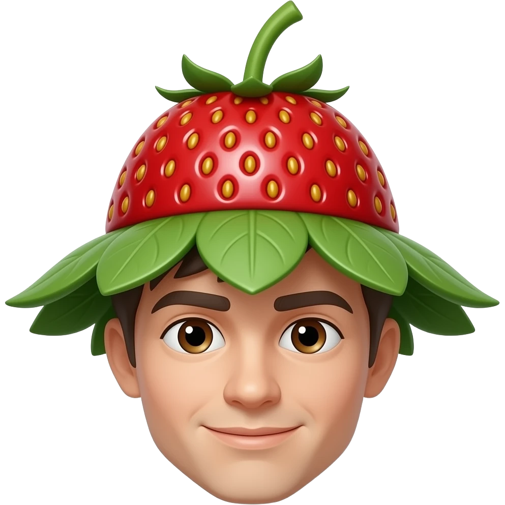 remove the strawberry on its head made out of strawberries and a strawberry hat De Delete the red part, not the body in the green part emoji