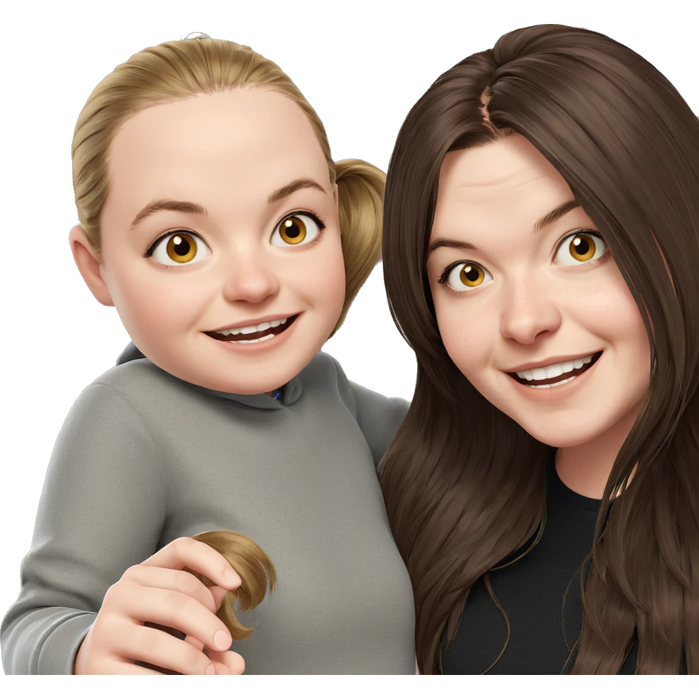 smiling girls with long hair emoji