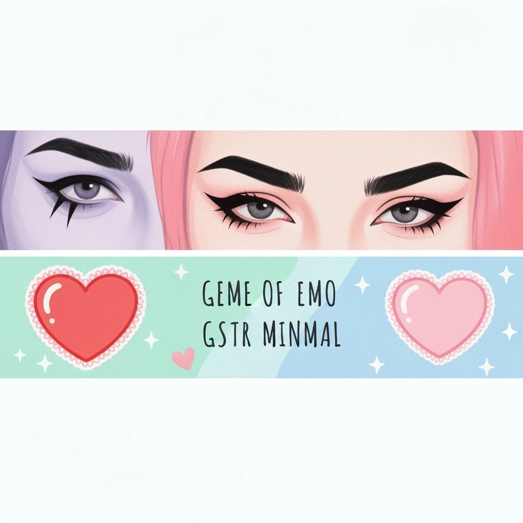pastel emo banner with a heart accent, cute, expressive, minimal, variation 1 emoji