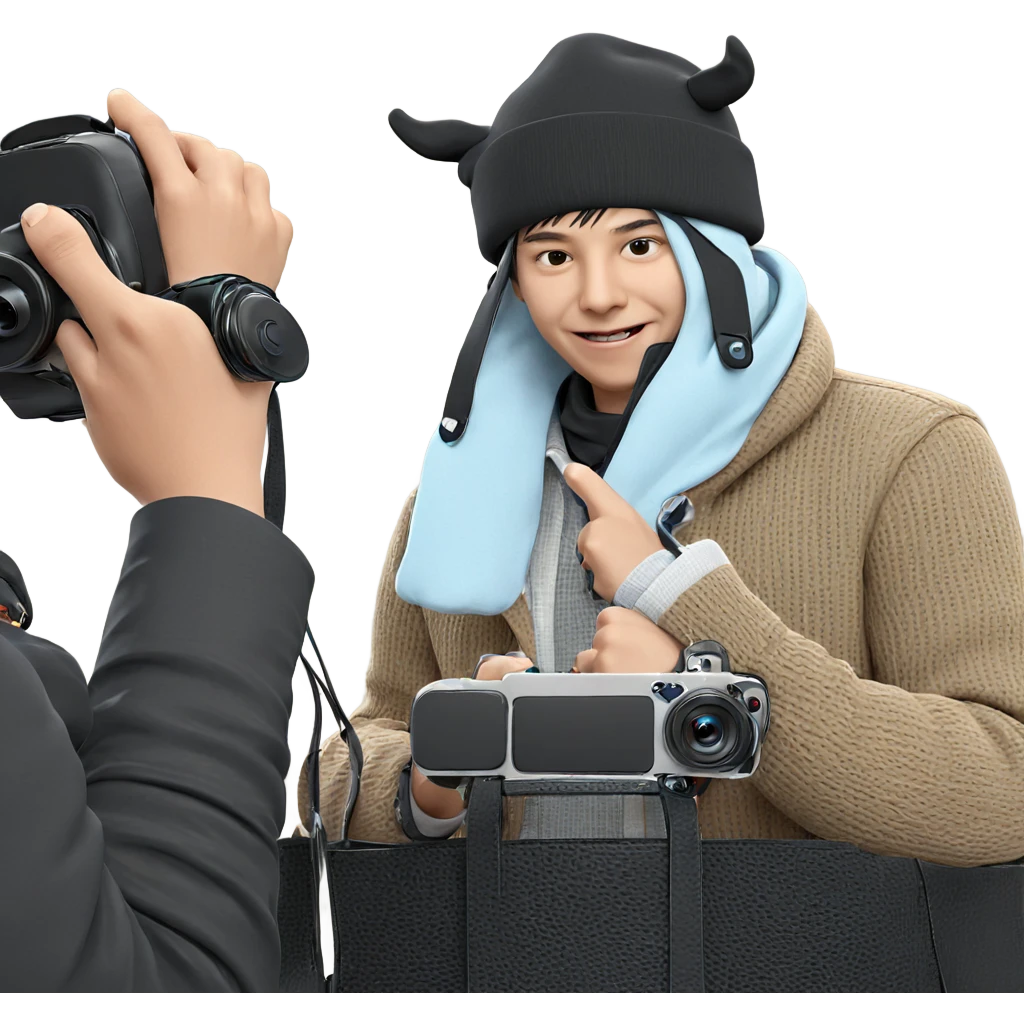 boy with hat and camera emoji