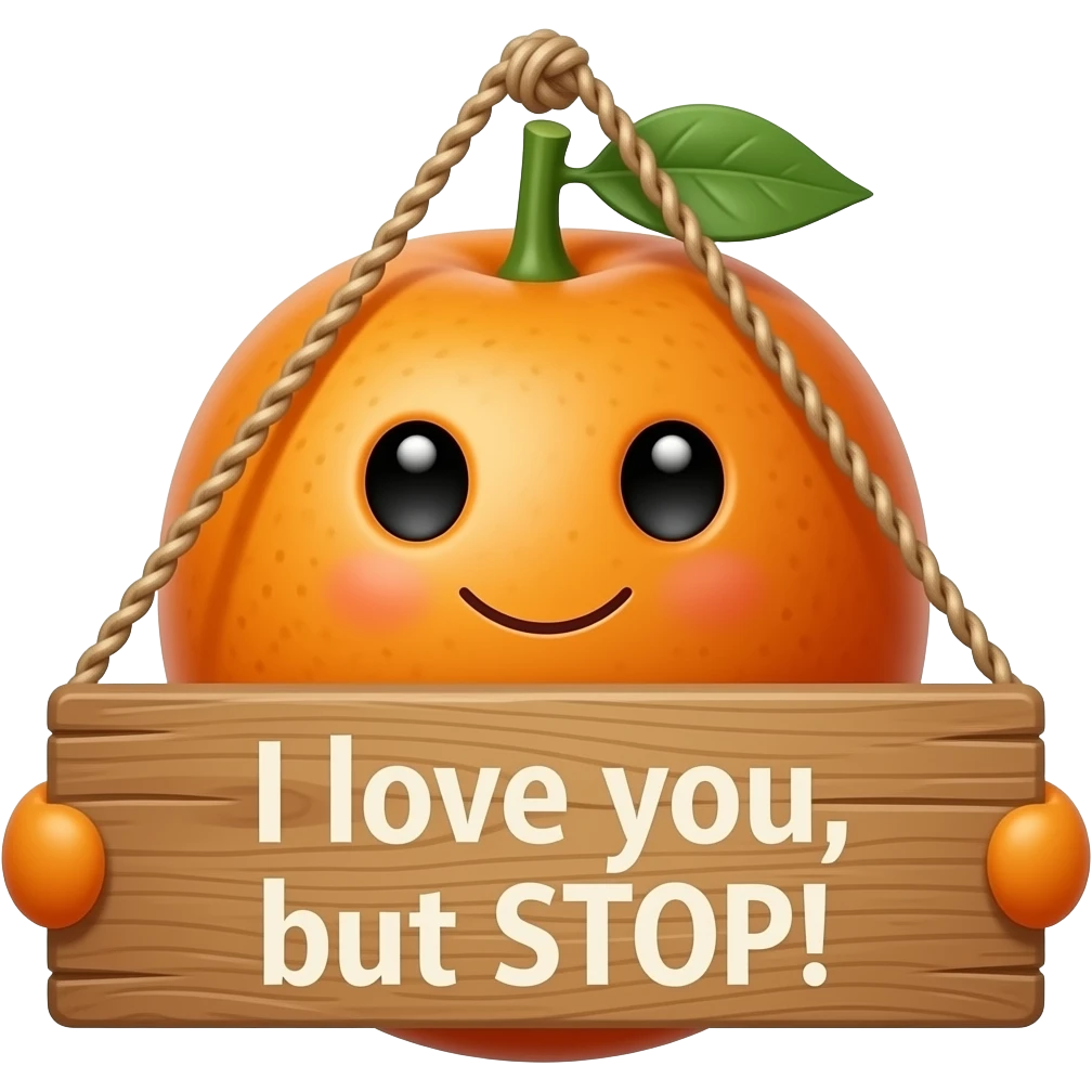 Sexy Kumquat holding sign saying “I love you, but STOP !” emoji