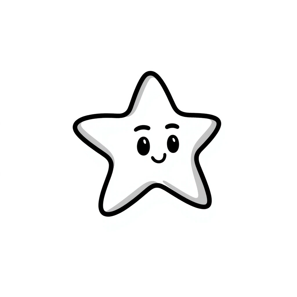 determined star with strong lines, hand drawn doodle style emoji