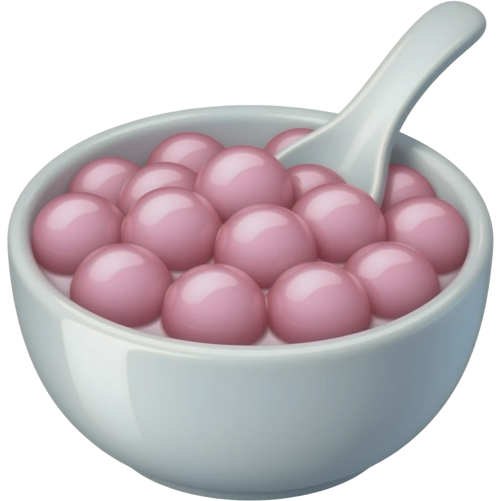 Pink boba balls in a bowl with a spoon emoji
