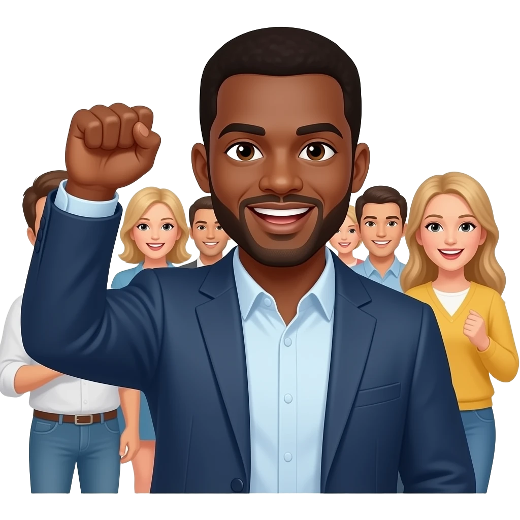 Um negro entre nós dizendo vitória fácil emoji