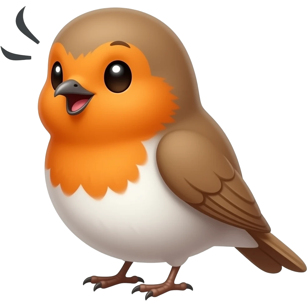 Rouge-gorge mignon chantant emoji