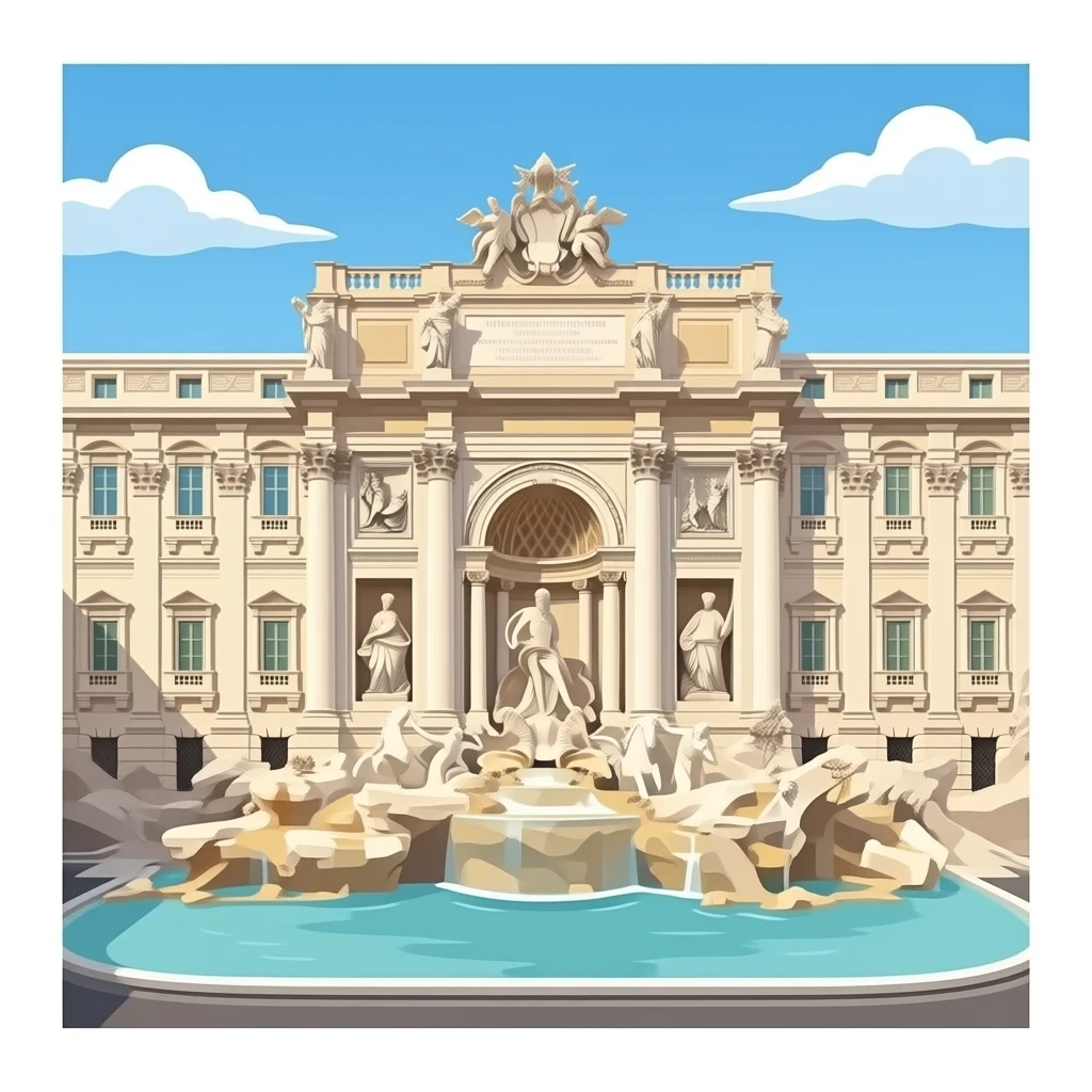 create tje Trevi Fountain in the style of an IOS icon with a transparent background only showing the Core Image of the Trevi Fountain emoji