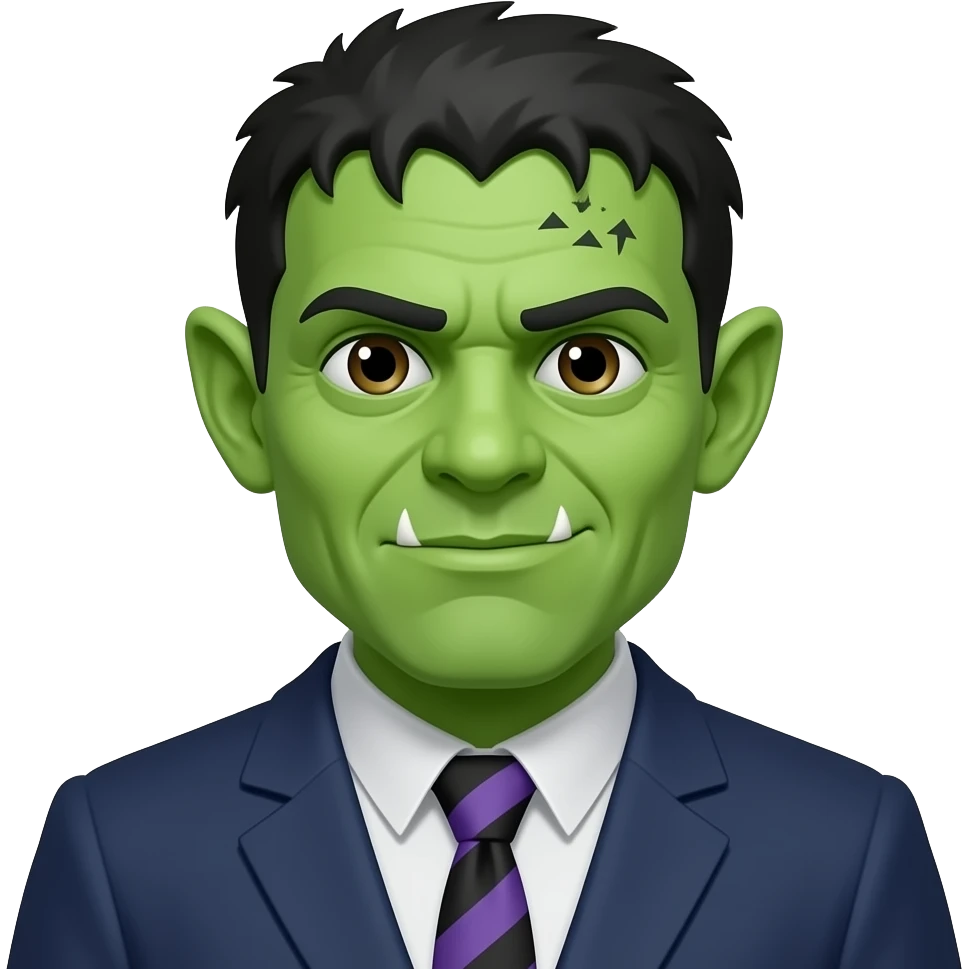 green Orc in Halloween Frankenstein costume bust size emoji