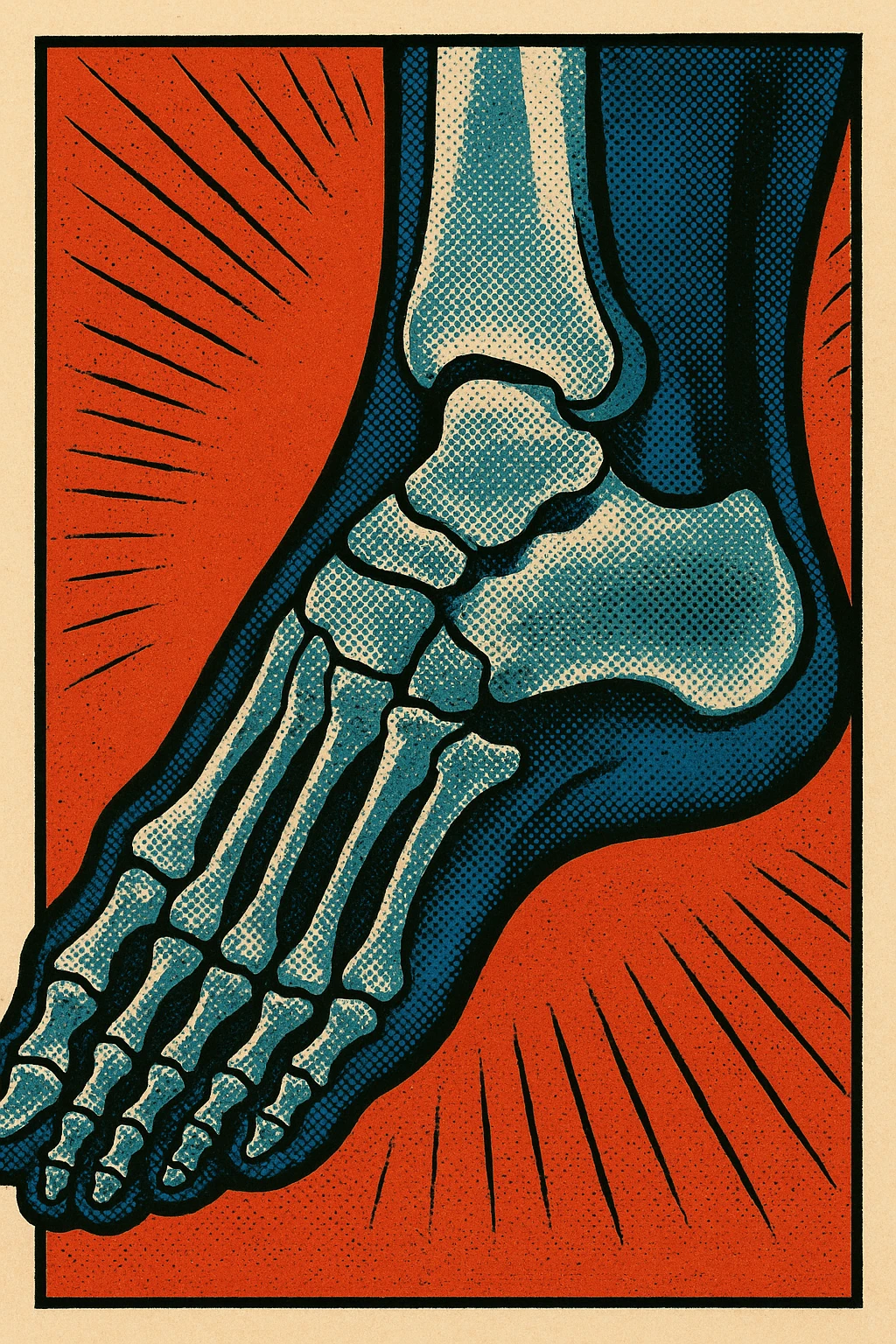 An x-ray close up image of a human foot emoji