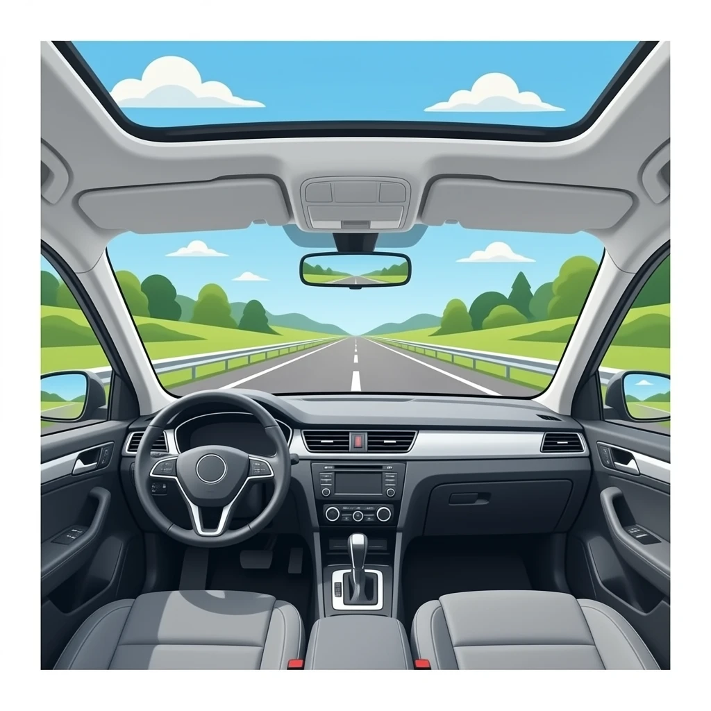 Car interior in a highway emoji