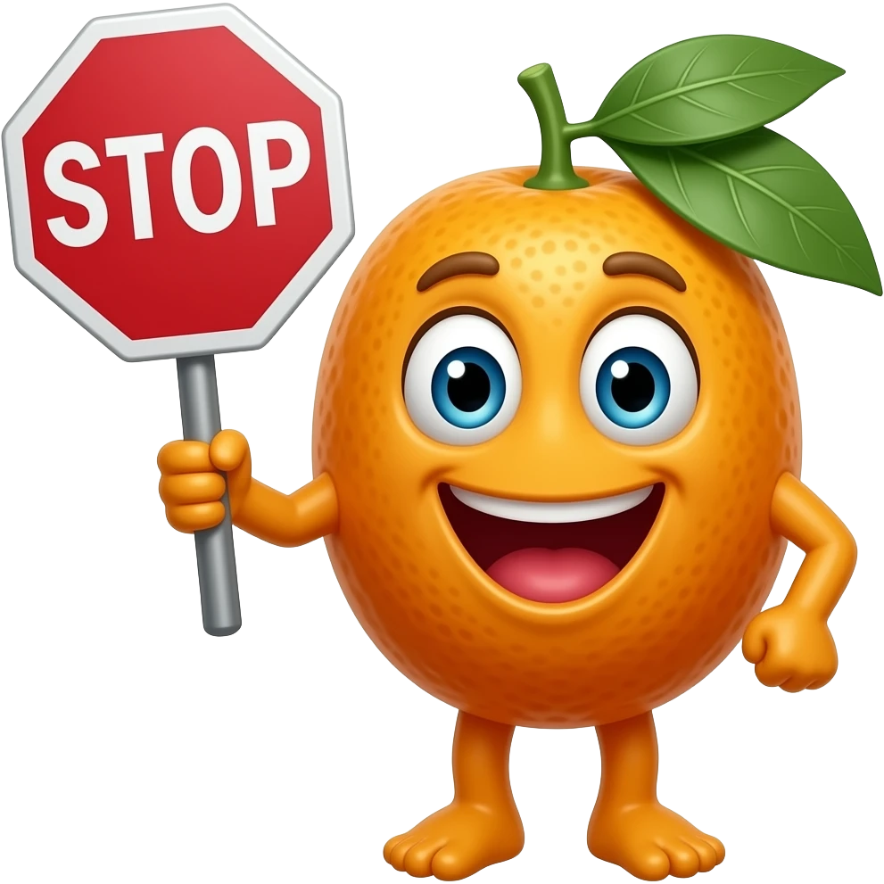 Hysterical sexy kumquat holding stop sign emoji