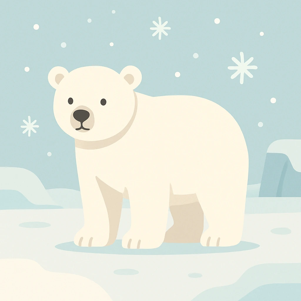 Flat design style polar bear in the snow emoji