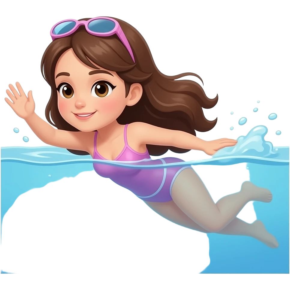 brown-hair girl swimming emoji