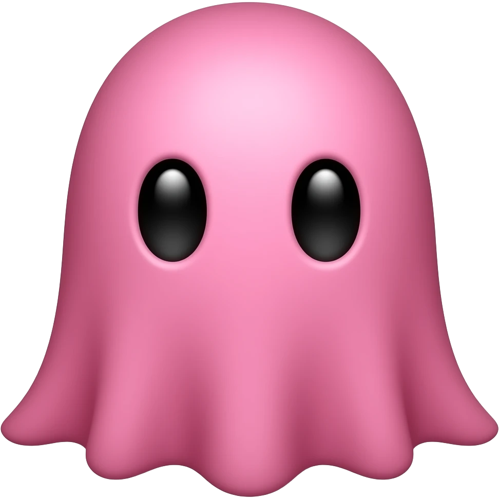 Kawaii solid hot pink ghost black eyes emoji