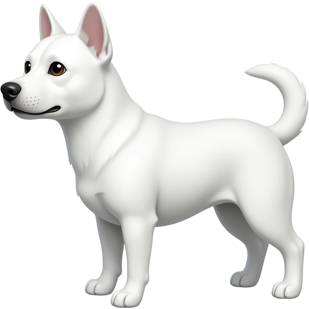 white dog facing left not wearing a collar emoji