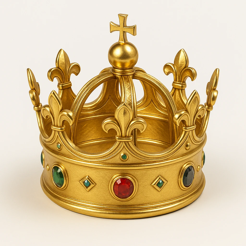 a gold crown with jewels, gold style emoji