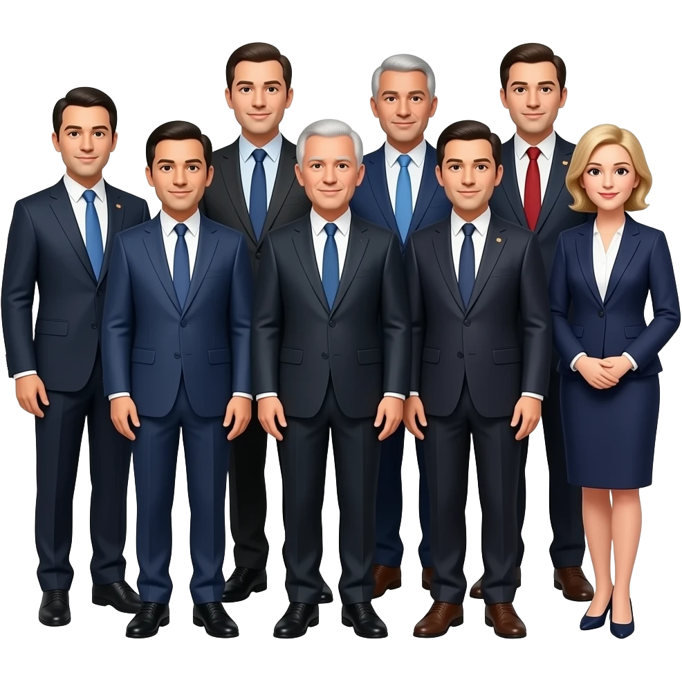 verschillende politici in maatpak die op een groepsfoto staan emoji