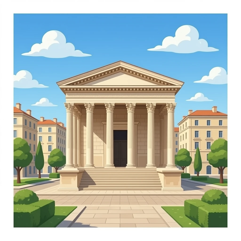 La Maison Carrée romantic realistic paysage in the urban area emoji