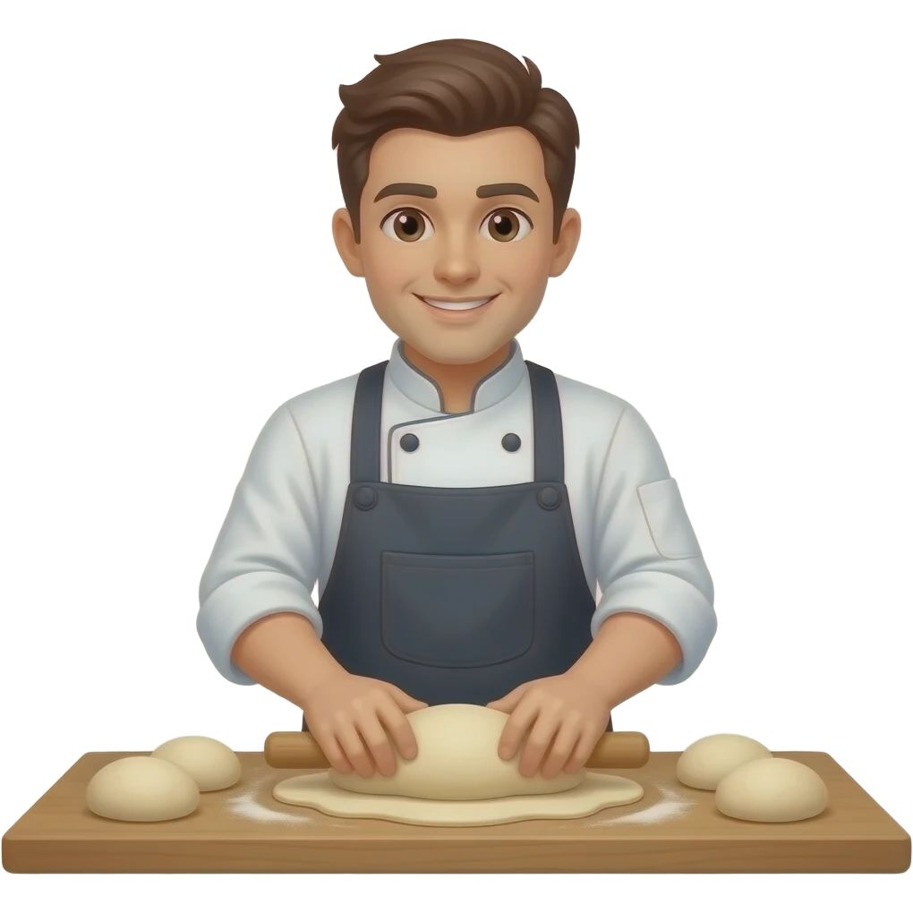 Gender neutral pastry chef kneading dough iOS emoji style emoji