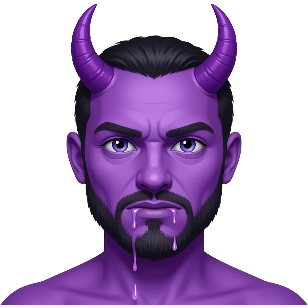 😈😜😏 Mache ihn mit violetten Hörnern die Haut auch violet und er soll etwas sabbern emoji