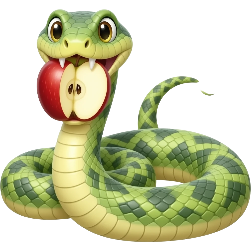 Snake with apple in mouth emoji