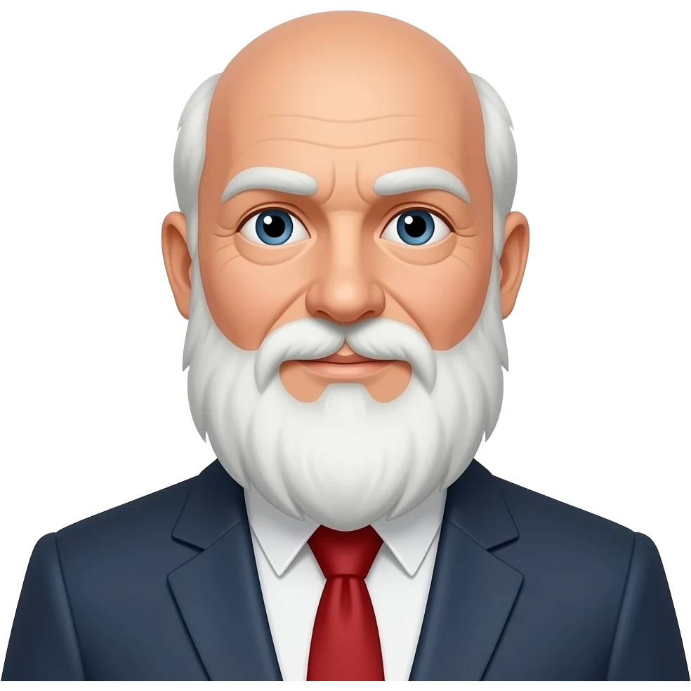 Señor calvo con trage y barba larga blanca. emoji
