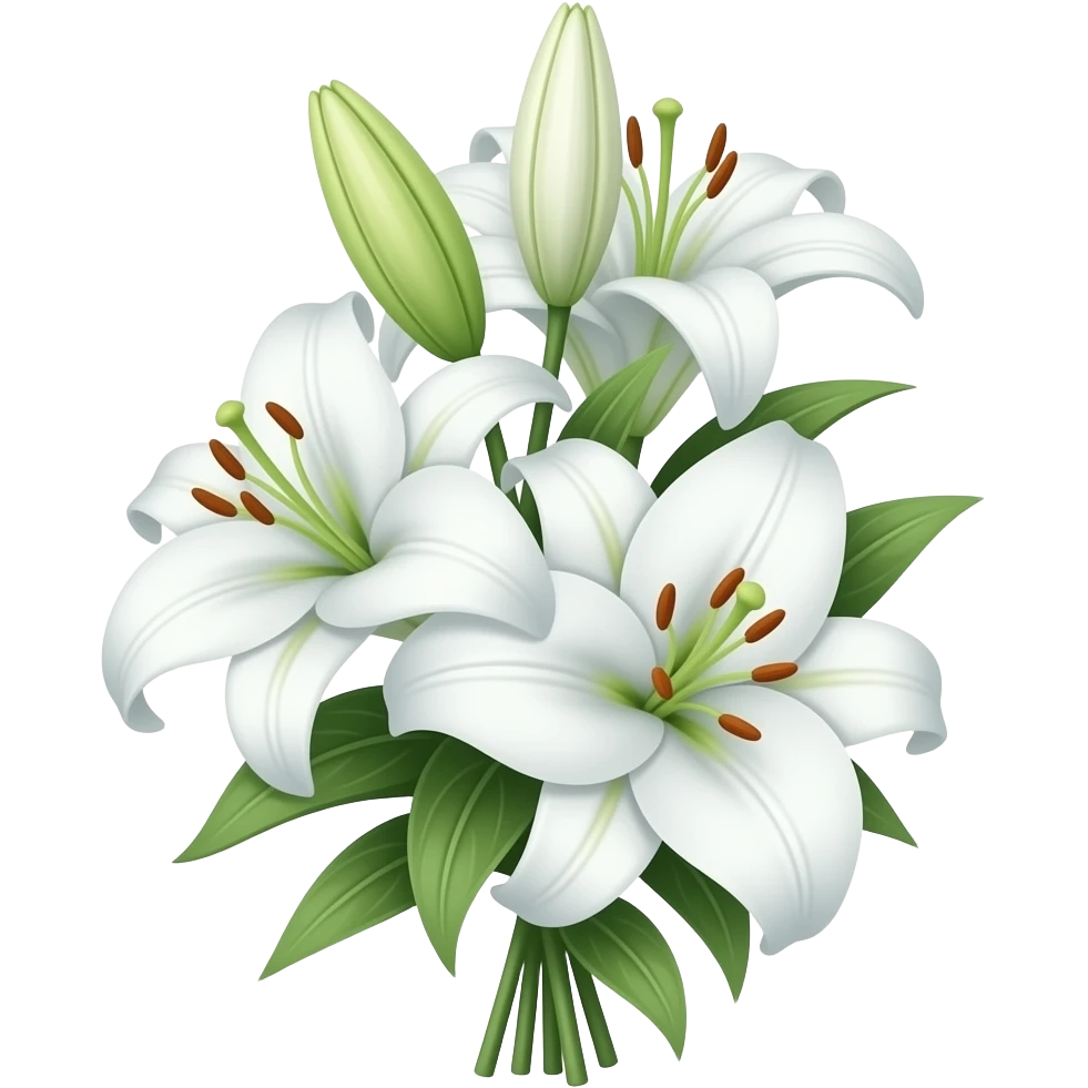 White Lily bouquet emoji