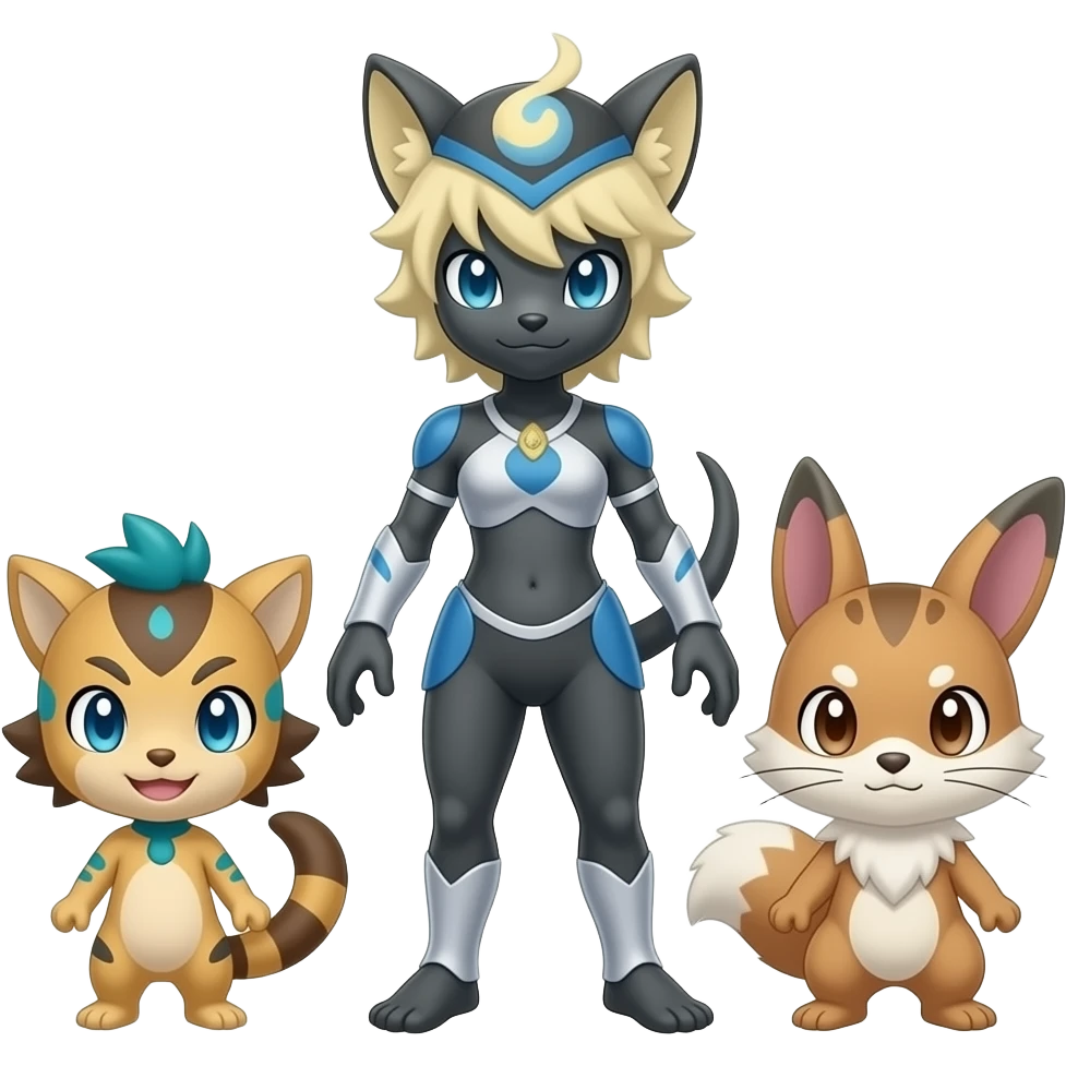 Litten-Absol-Luxray-Furret-Fakémon-hybrid emoji